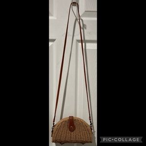 Semi-circle woven rattan/wicker crossbody bag